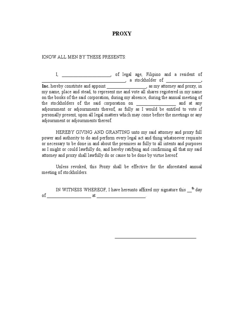 Sample Proxy Form | PDF | Politics