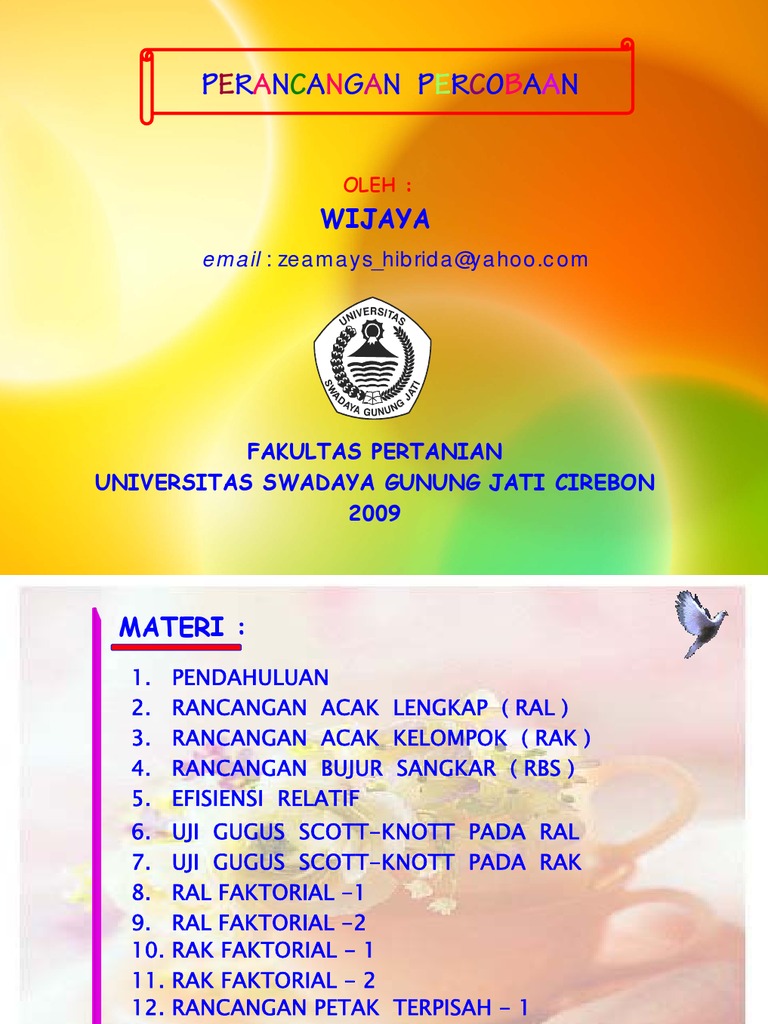 01 Rancangan Percobaan Pendahuluan