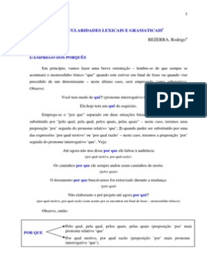 Exercícios - Particularidades Léxicas e Gramaticais