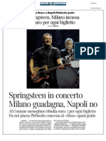 Springsteen in Concerto Milano Guadagna, Napoli No - Milano Incassa Un Euro Per Ogni Biglietto