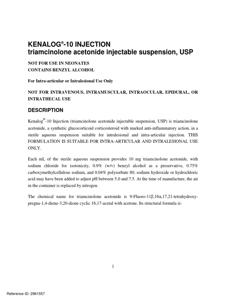 KENALOG®-10 INJECTION | Corticosteroid | Injection (Medicine)