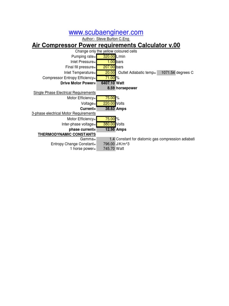Compressor Drive Engine Power Calculator PDF