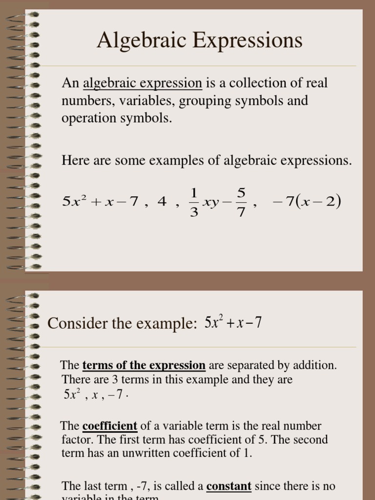 Algebraic Expressions For Class | PDF | Variable (Mathematics) | Abstract  Algebra, image size:768x1024