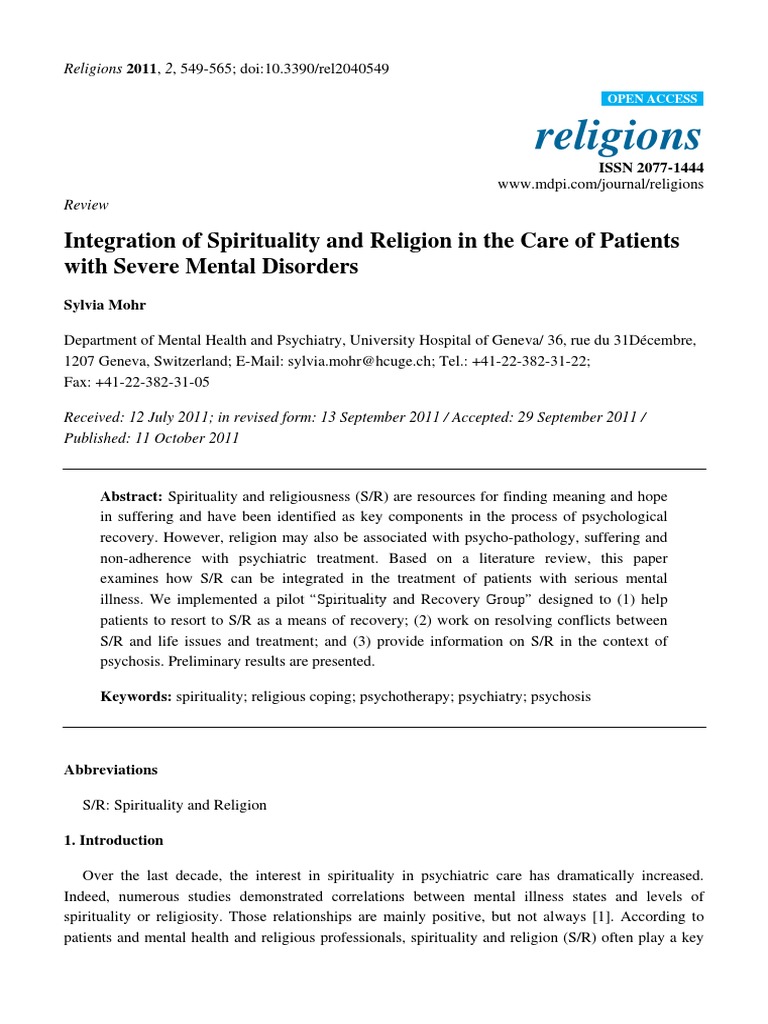 Integration of Spirituality and Religion in The Care of Patients With ...