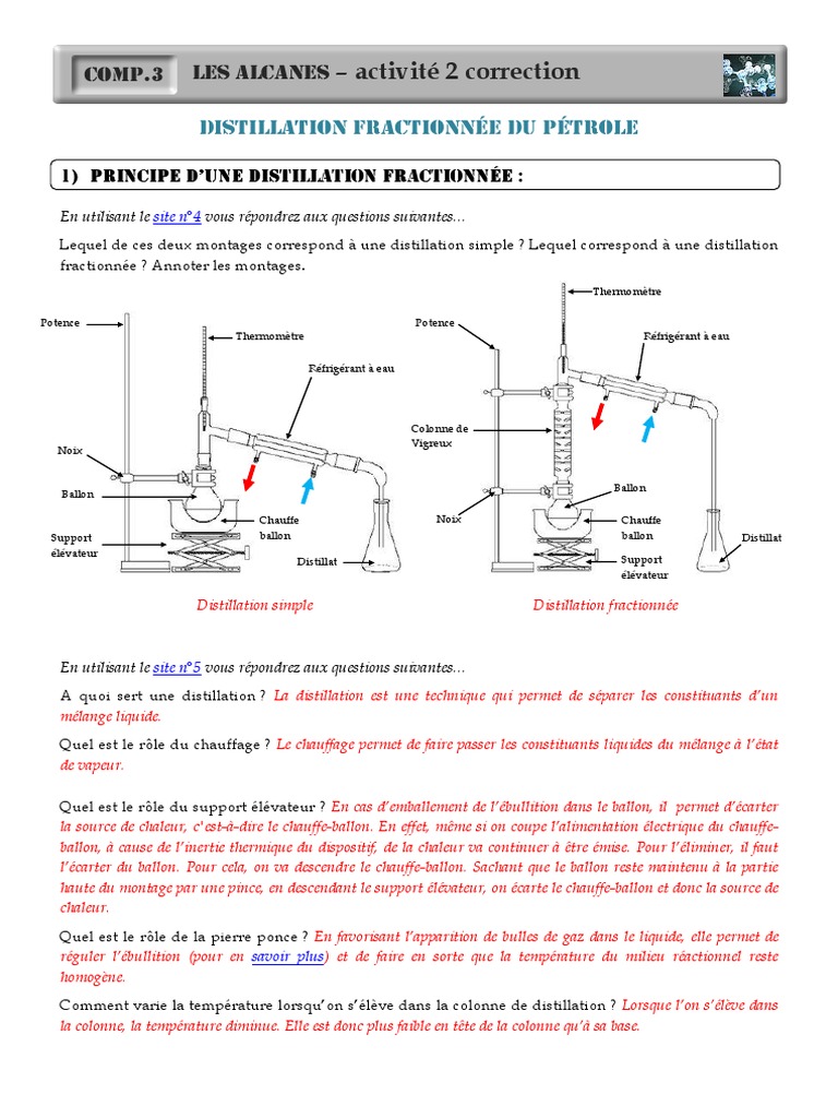 Distillation Fractionnée du Pétrole | PDF | Distillation | Alcane
