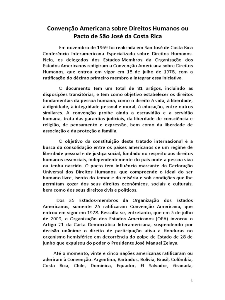 histórico Pacto de São José da Costa Rica trabalho (1).docx Os Estados Unidos Direitos