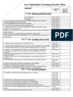 Teacher-Trainee's Individual Teaching Practice Plan Content: The 1 Stage: Planning and Observation