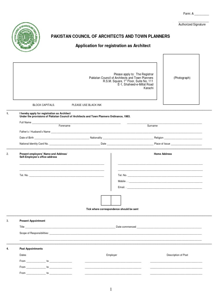 PCATP Architect Reg Form | PDF | Rupee | Identity Document