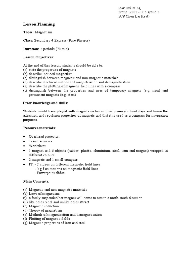 worksheet Magnets Worksheet low hui ming magnetism magnet magnetism