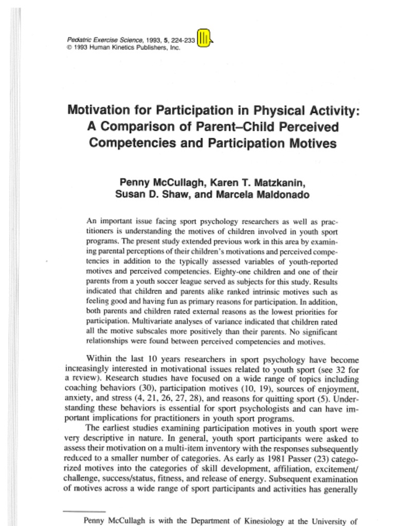 Parent-Child Motives in Youth Sports | PDF | Motivation | Motivational