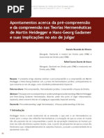 Apontamentos Acerca Da Pré-compreensão Em Heidegger e Gadamer e Suas Implicações No Ato de Julgar