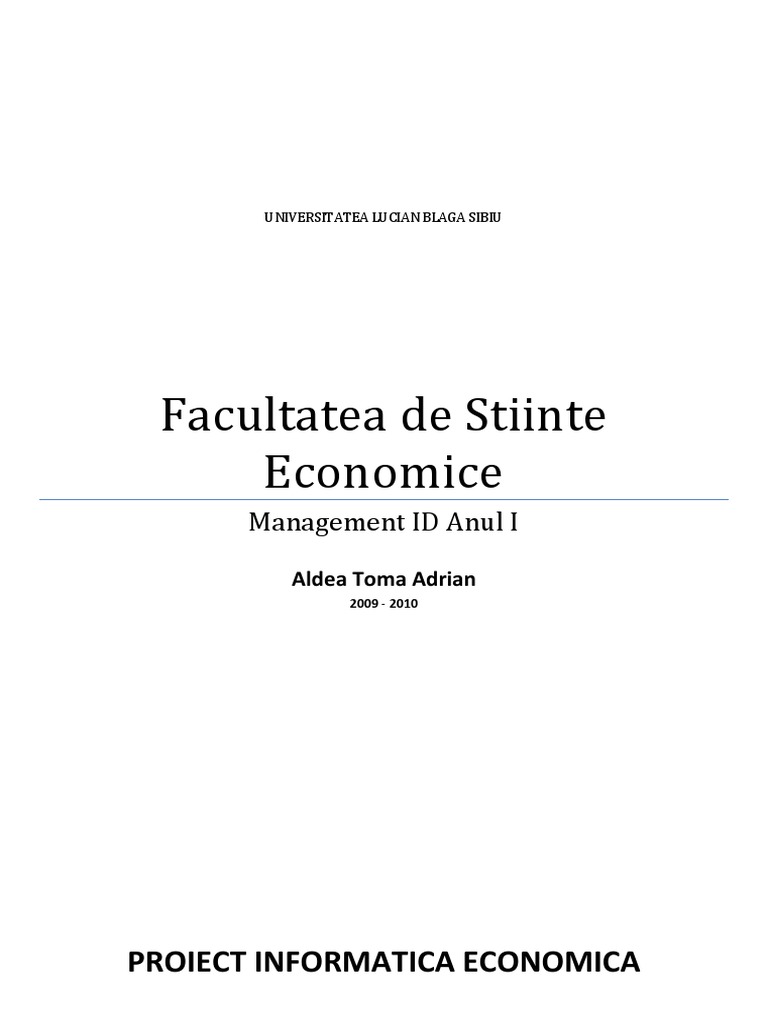 Proiect Informatica Economica | PDF
