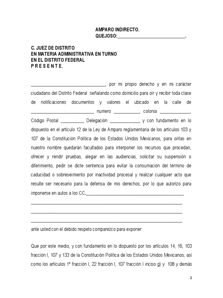 Machote de Amparo | Caso de ley | Regulación | Prueba gratuita de 30 ...