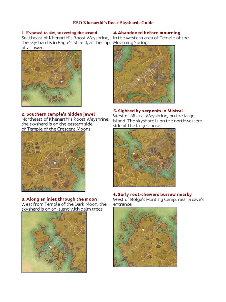 Elder Scrolls Online Khenarthi S Roost Skyshards Khenarthi's Roost Skyshards | Pdf | Leisure