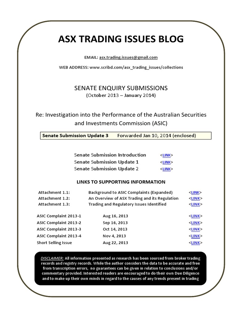 ASX Trading Issues and ASIC Complaints | PDF | Short (Finance) | High ...