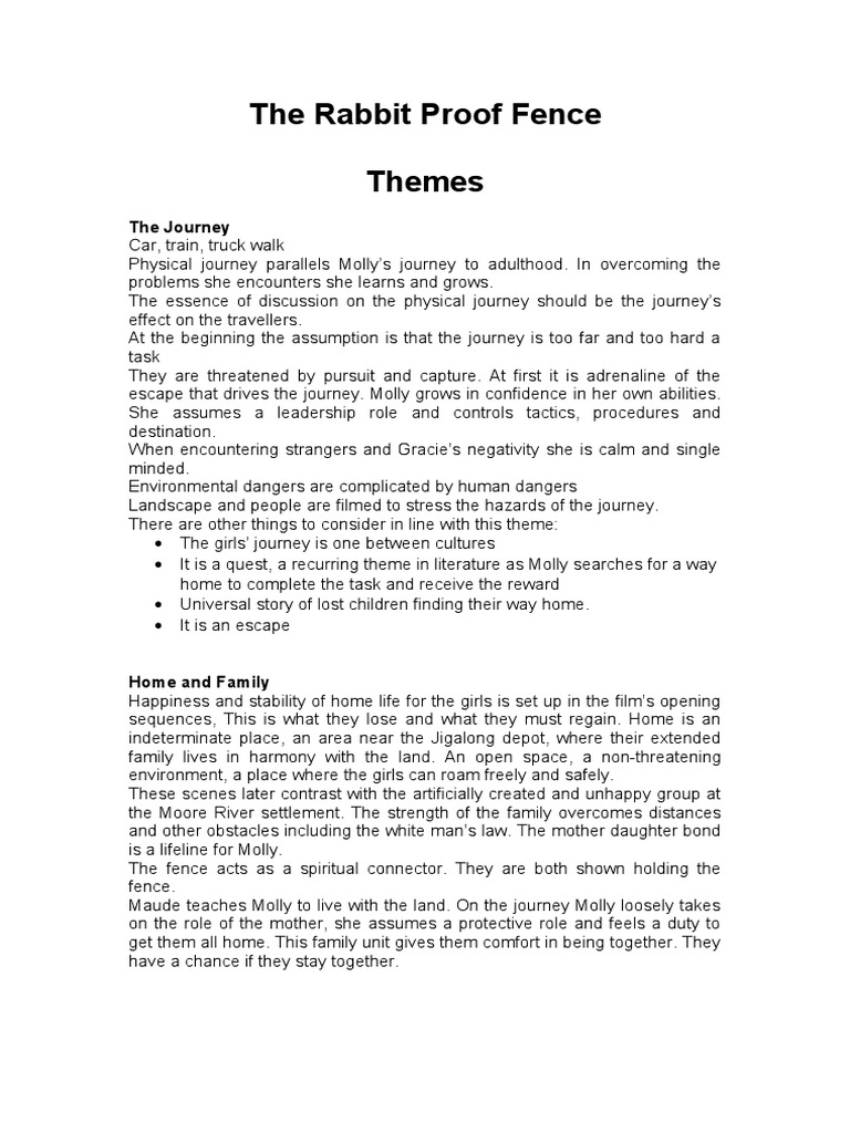 The Rabbit Proof Fence Theme Psychology Psychological Concepts