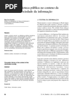 A Biblioteca Pública No Contexto Da Sociedade Da Informação