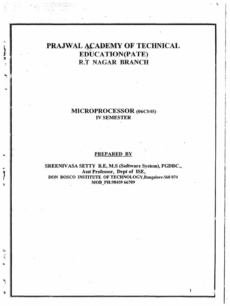 Microprocessor Notes DBIT Bangalore | PDF