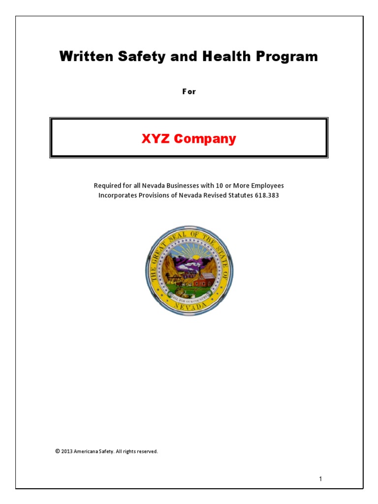 Nevada Written Safety Program Overview | PDF | Safety | Personal ...
