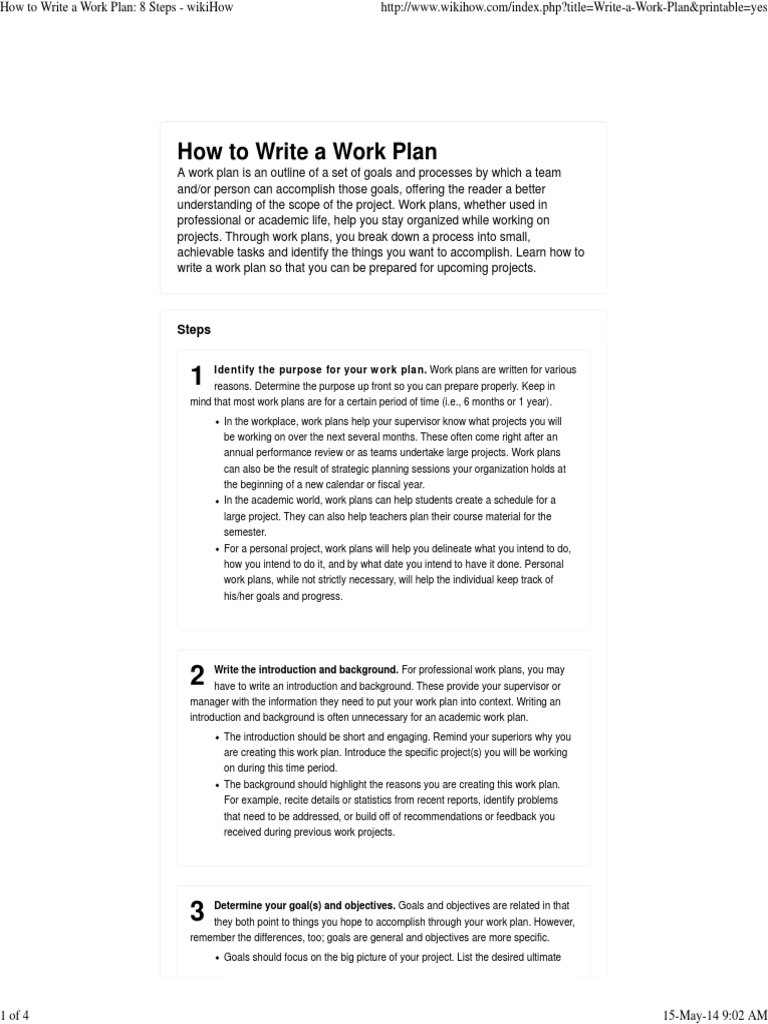 How To Write A Work Plan  PDF  Goal  Cognition