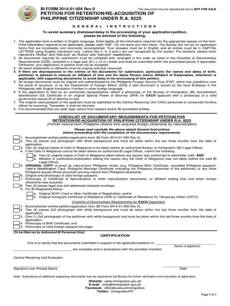 Petition for Philippine Citizenship Reacquisition | PDF | Identity ...