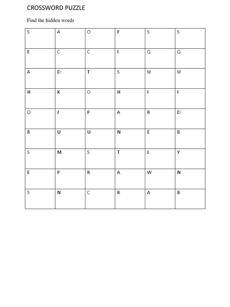 Crossword Puzzle Word Search | PDF | Language Arts & Discipline