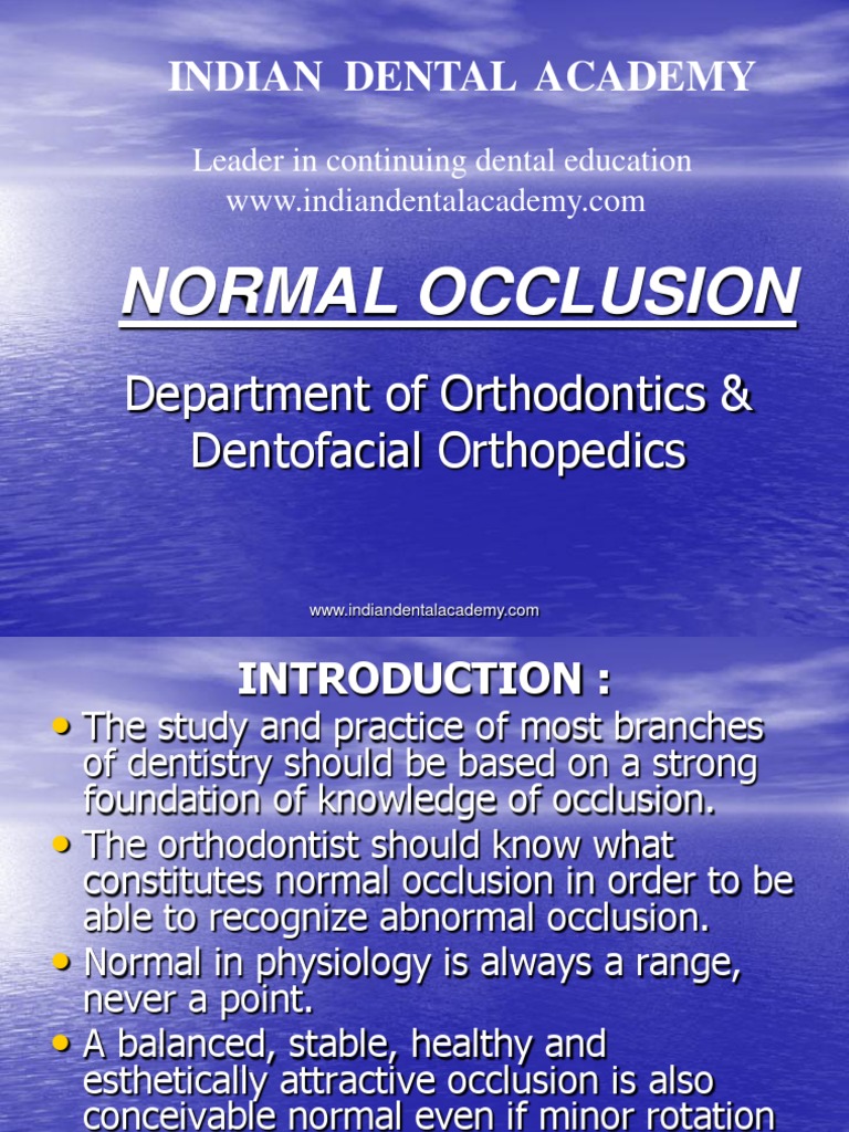 Understanding Normal Occlusion in Dentistry | PDF | Orthodontics ...