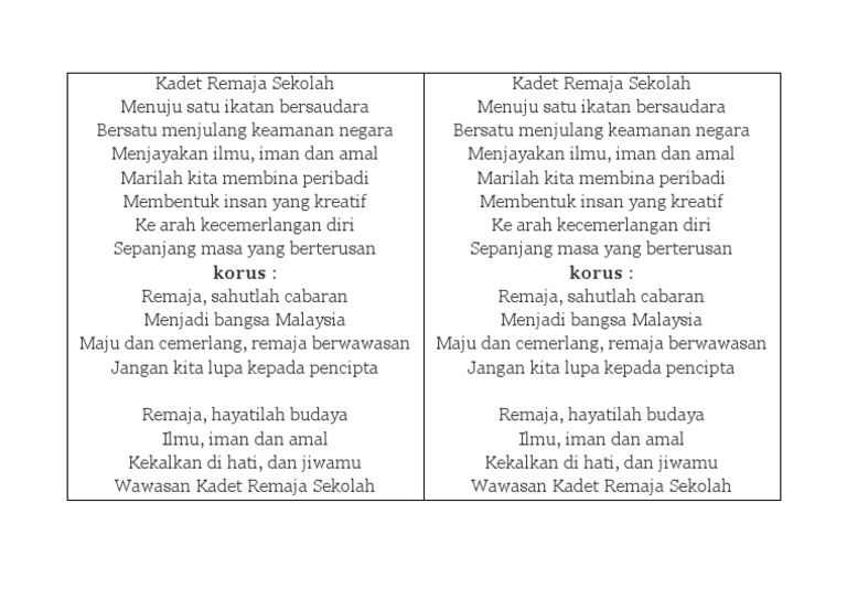 Lagu Krs Kadet Remaja Sekolah Dengan Lirik Youtube