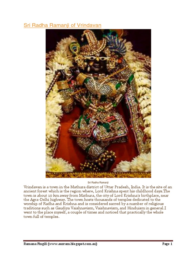 Sri Radha Ramanji: History & Significance | PDF | Bhagavad Gita ...