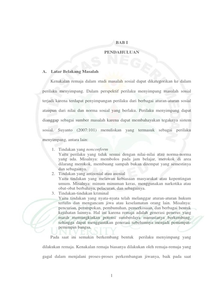 Bab I Kenakalan Remaja Pdf