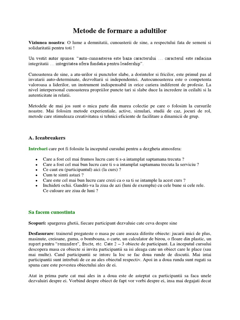 Metode de Formare A Adultilor | PDF