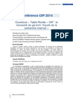 Compte Rendu Colloque de L'"open Internet Project" Le 15 Mai À La Cité Universitaire À Paris.