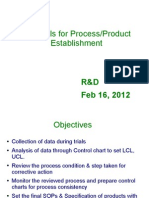 QC Tools For Process/Product Establishment: R&D Feb 16, 2012