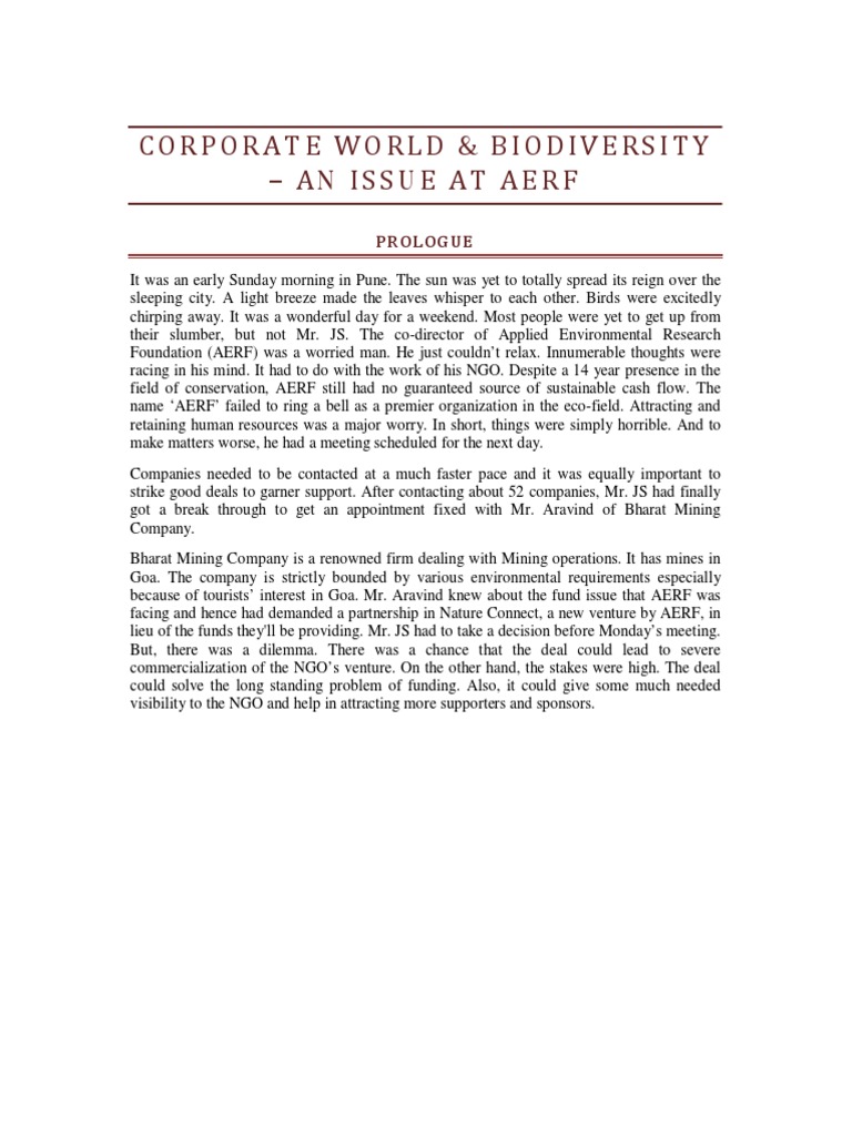 Case Study On AERF, India | PDF | Biodiversity | Conservation Biology