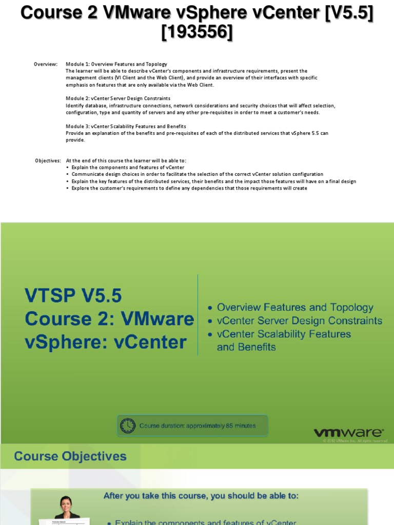 VTSP 5.5. Course 2 VMware Vsphere Vcenter | PDF | Scalability | Server ...