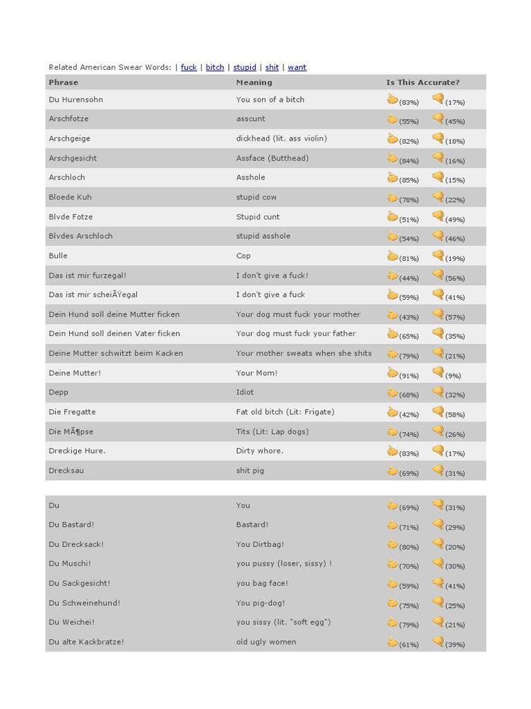 German Swear Words | PDF