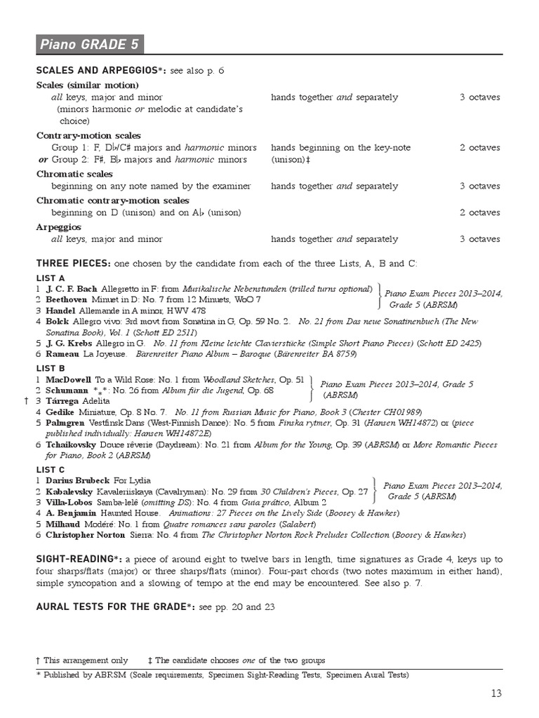 ABRSM Grade 5 Syllabus | PDF | Language Arts & Discipline | Art