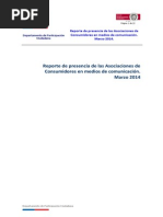 Presencia de Asociaciones de Consumidores en medios nacionales. Marzo 2014