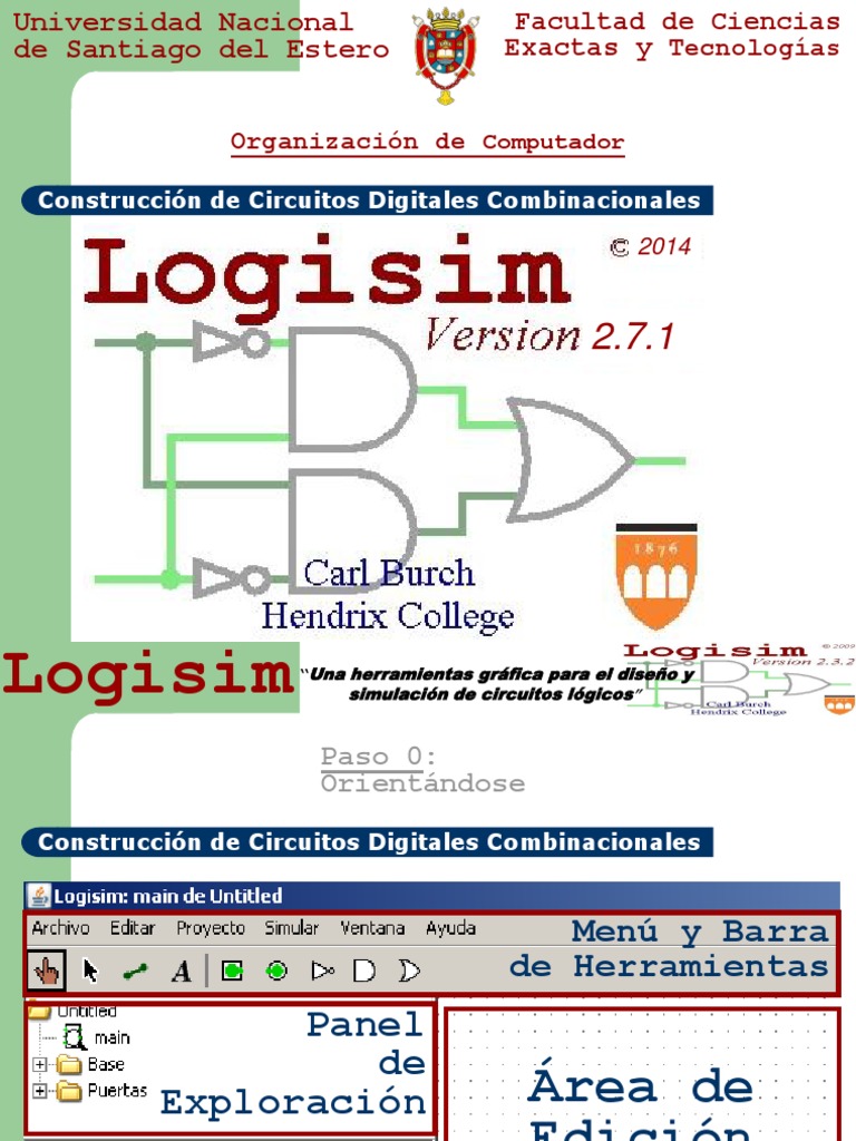 Ejemplo LogiSim (2014) PDF | PDF | Puerta lógica | Electrónica digital