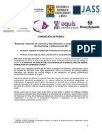 Alarmante situación de violencia y discriminación vs mujeres y defensoras