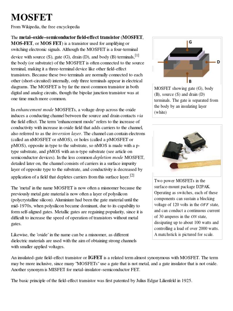 MOSFET Wikipedia, The Free Encyclopedia Mosfet Field Effect