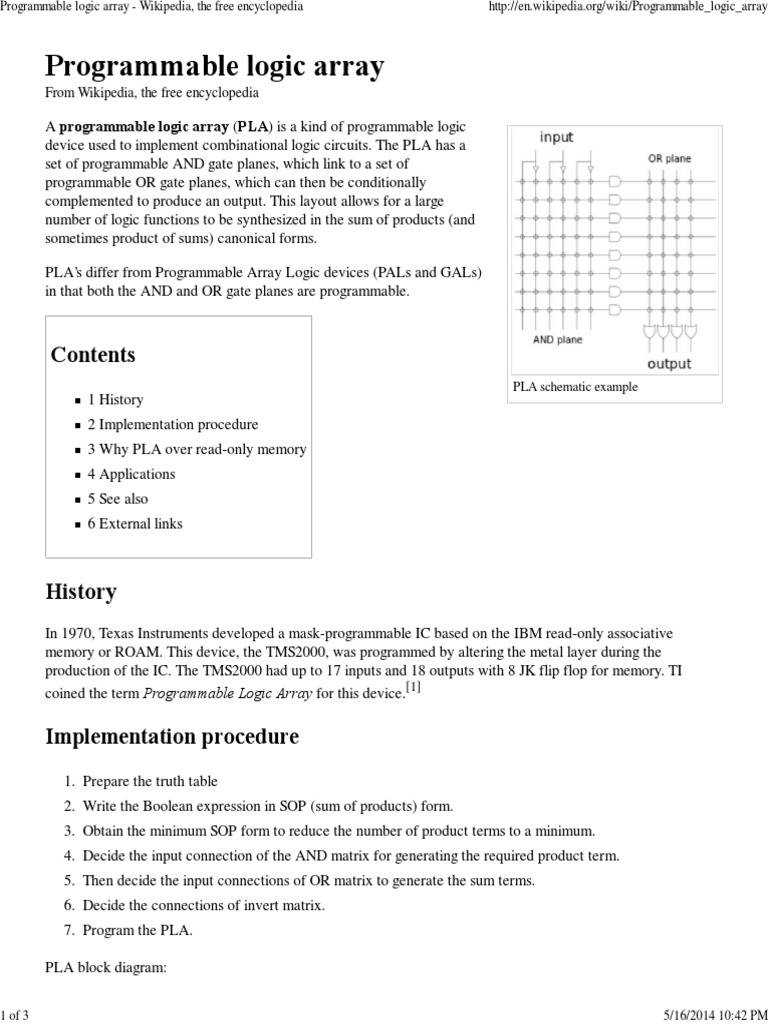 Programmable Logic Array - Wikipedia, The Free Encyclopedia ...