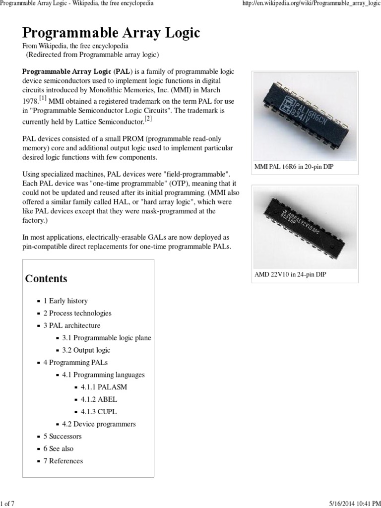 Programmable Array Logic Wikipedia, The Free Encyclopedia
