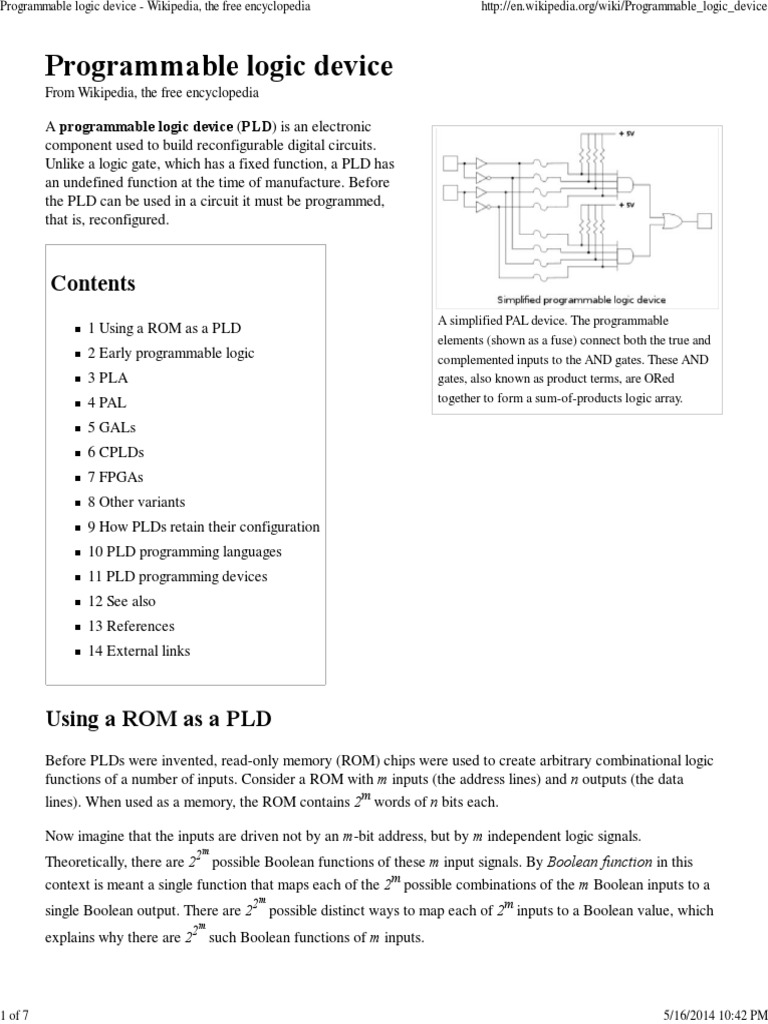 Programmable Logic Device Wikipedia, The Free Encyclopedia Field