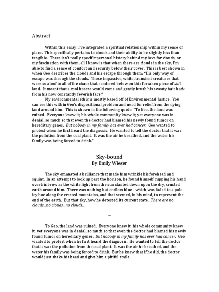 beneath clouds essay