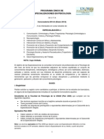 Convocatoria de Ingreso 2014-2 Al Programa +ünico de Especializaciones en Psicolog+¡a (PUEP), Fac Psicolog+¡a, UNAM