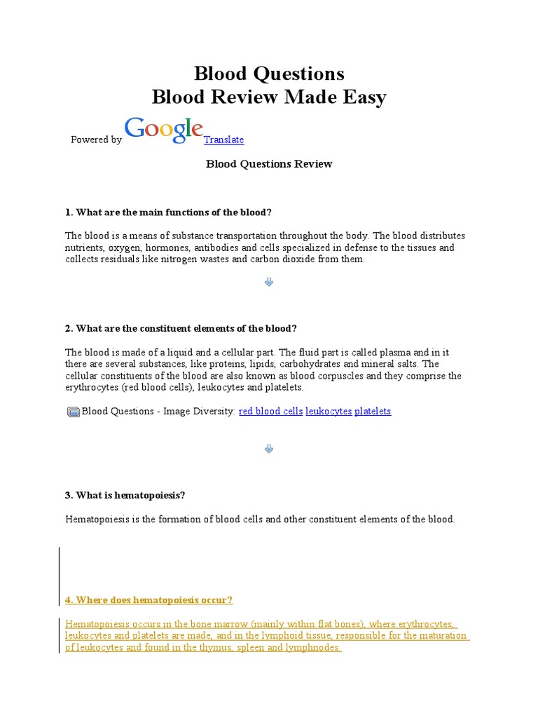 HOTS Questions For Blood | PDF | Coagulation | Granulocyte