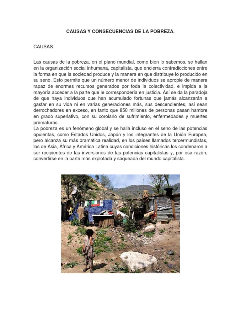 Causas y Consecuencias de La Pobreza | PDF | Pobreza | Pobreza e indigencia