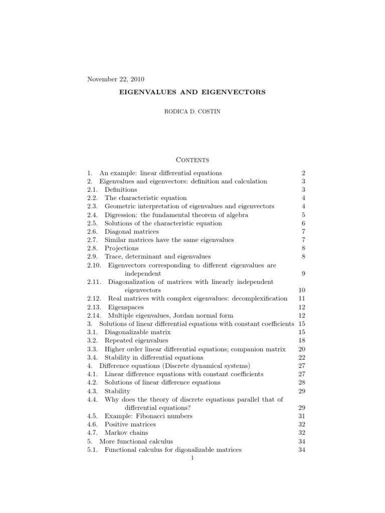 Lecture 3 Eigenvalues | Download Free PDF | Eigenvalues And ...