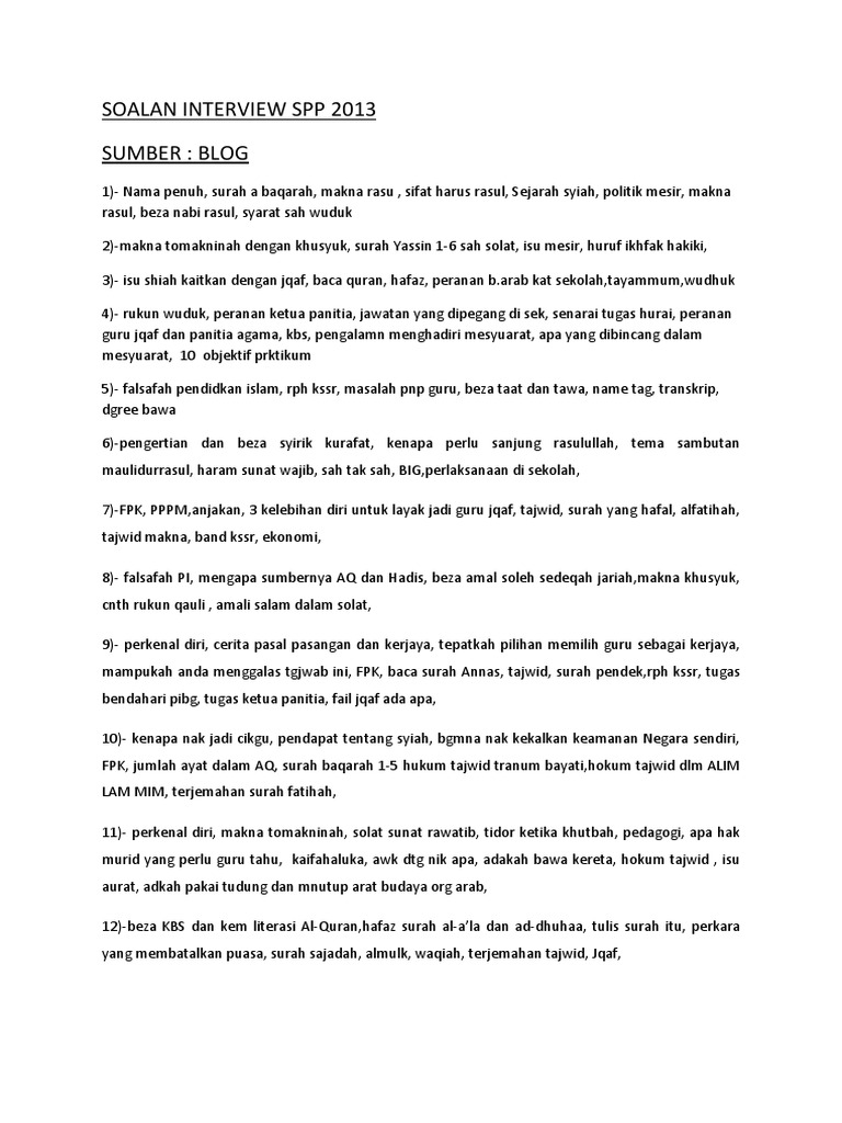 Soalan Interview Spp 2013 Pdf